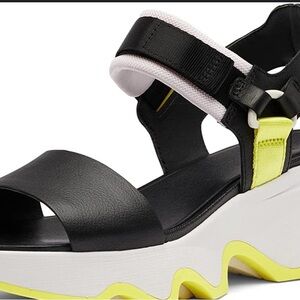 Sorel Black and Yellow Sandals with Platform Sole